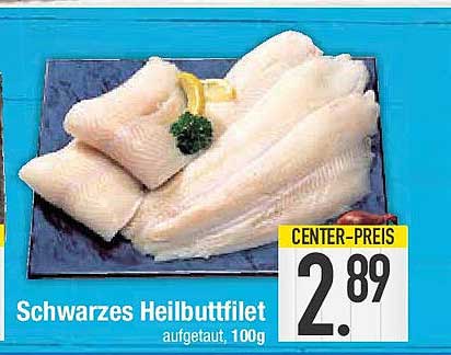 Schwarzes Heilbuttfilet, aufgetaut, 100g
