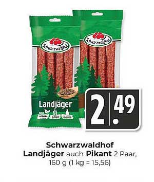 Schwarzwaldhof Landjäger auch Pikant 2 Paar, 160 g