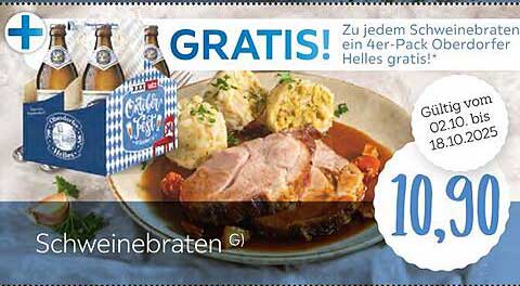 Schweinebraten mit Gratis 4er-Pack Oberdorfer Helles