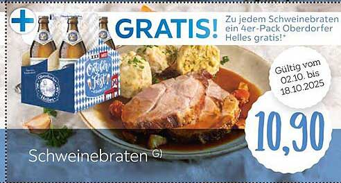 Schweinebraten mit Gratis 4er-Pack Oberdorfer Helles