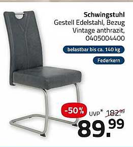 Schwingstuhl Gestell Edelstahl, Bezug Vintage anthrazit
