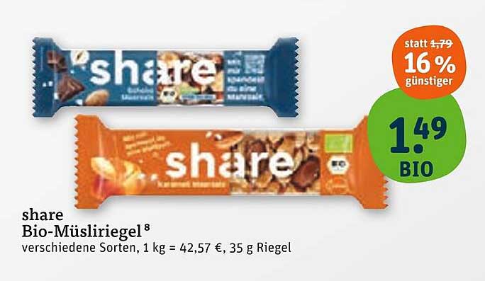 share Bio-Müsliriegel - verschiedene Sorten