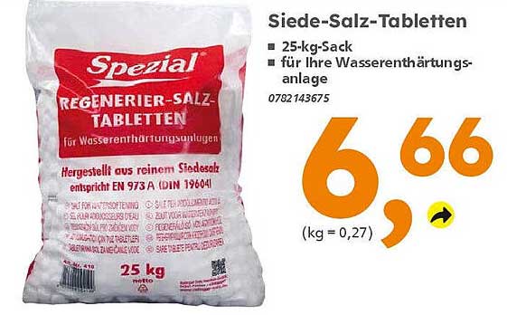 Siede-Salz-Tabletten für Wasserenthärtungsanlagen im 25-kg-Sack