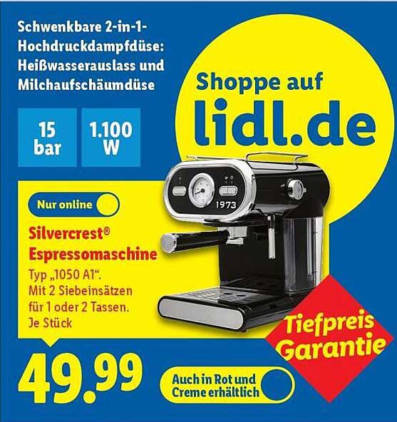 Silvercrest® Espressomaschine Typ „1050 A1“