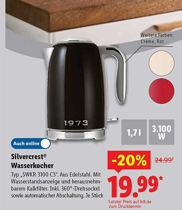 Silvercrest® Wasserkocher Typ „SWKR 3100 C3“