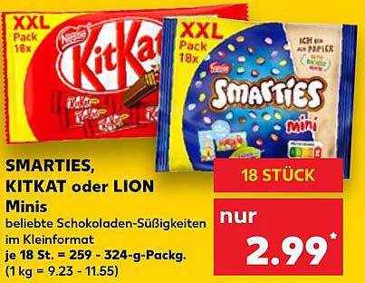 SMARTIES, KITKAT oder LION Minis - 18 Stück