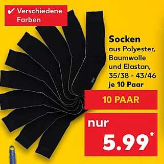 Socken aus Polyester, Baumwolle und Elasthan, 10 Paar