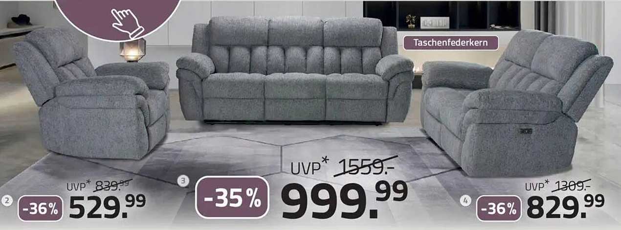 Sofagarnitur mit Taschenfederkern – jetzt bei ROLLER!