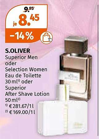 S.Oliver Superior Men oder Selection Women Eau de Toilette 30 ml oder Superior After Shave Lotion 50 ml