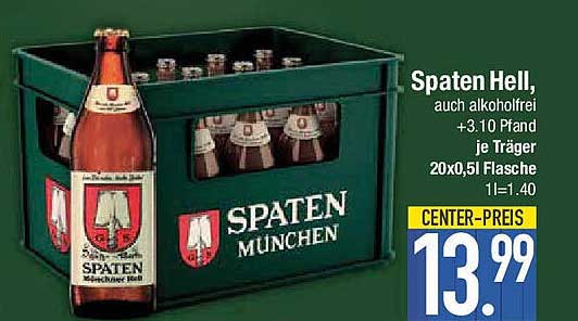 Spaten Hell, auch alkoholfrei - 20x0,5l Flasche
