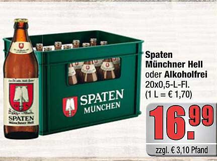 Spaten Münchner Hell oder Alkoholfrei 20x0,5-L.-Fl.