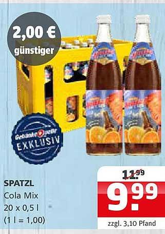SPATZL Cola Mix 20 x 0,5 L für nur 9,99 €