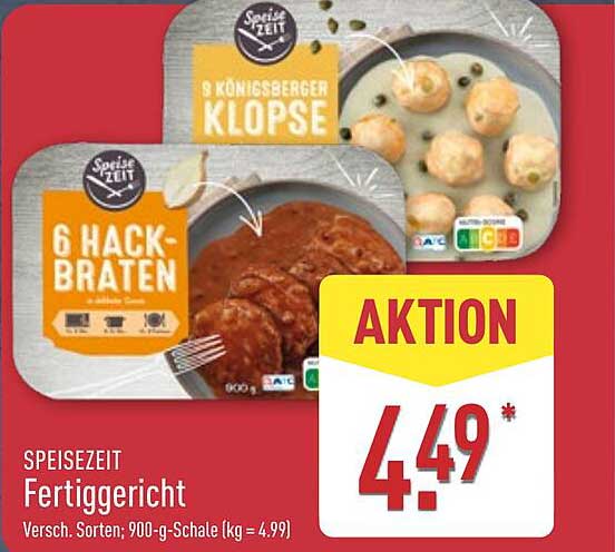 SpeiseZeit Fertiggericht - 6 Hackbraten oder 9 Königsberger Klopse