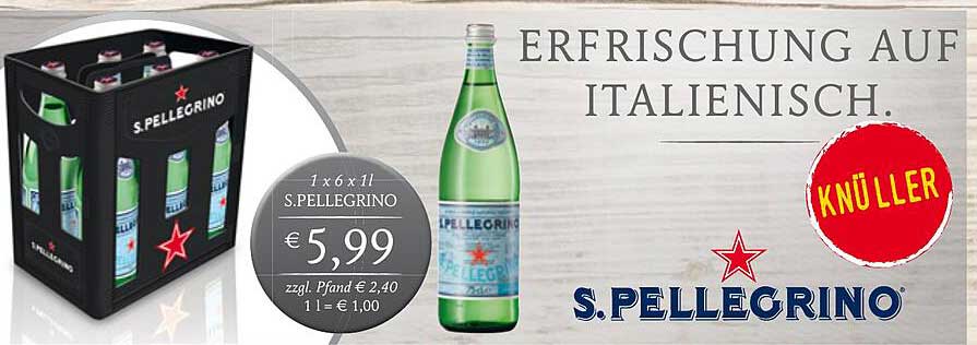 S.Pellegrino Mineralwasser, 6 x 1l