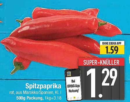 Spitzpaprika rot, aus Marokko/Spanien, Kl. I