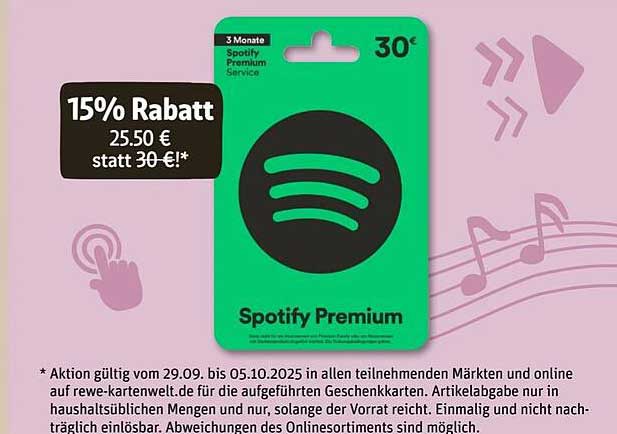 Spotify Premium 3 Monate zum Aktionspreis von 25,50 €