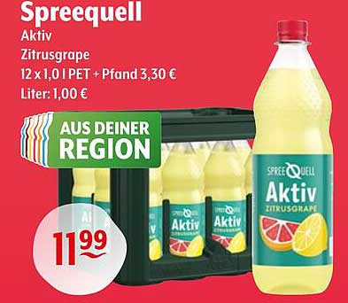 Spreequell Aktiv Zitronengrape 12 x 1,0 l PET + Pfand