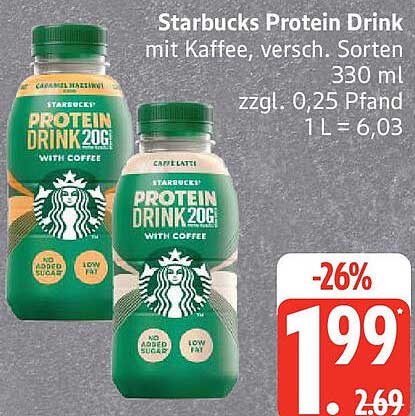 Starbucks Protein Drink mit Kaffee, verschieden. Sorten 330 ml