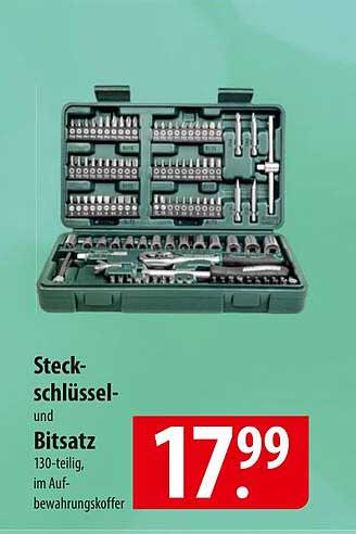 Steckschlüsselsatz und Bitsatz 130-teilig im Aufbewahrungskoffer