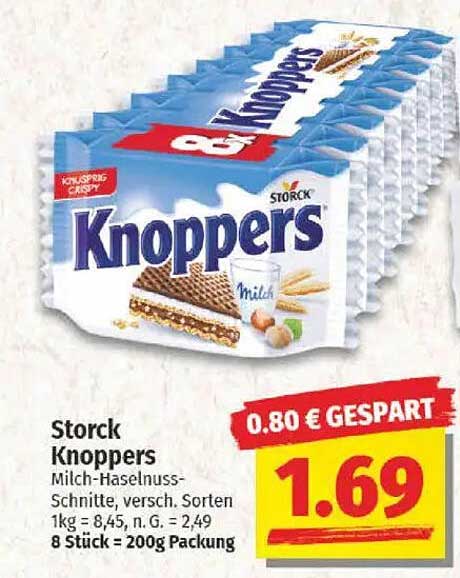 Storck Knoppers Milch-Haselnuss-Schnitte, verschieden Sorten