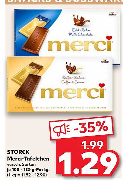 STORCK Merci-Täfelchen, verschiedene Sorten, 100 - 112 g Packung