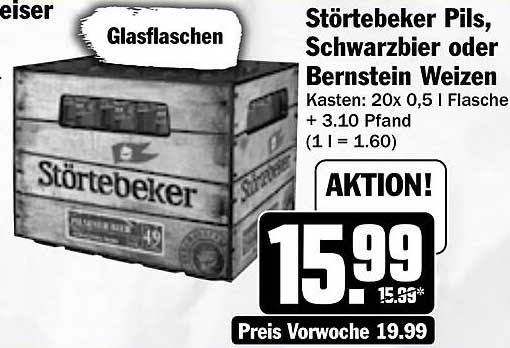 Störtebeker Pils, Schwarzbier oder Bernstein Weizen - Kasten mit 20 Flaschen