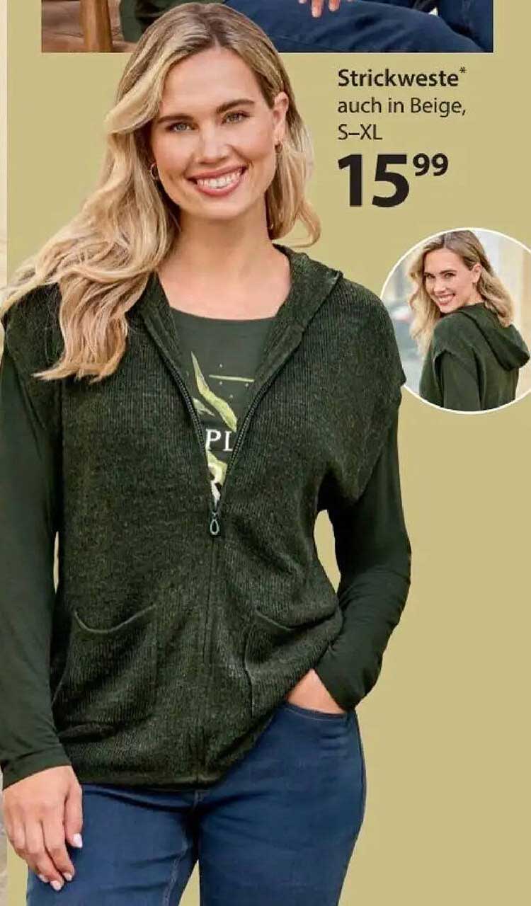 Strickweste - auch in Beige, S–XL