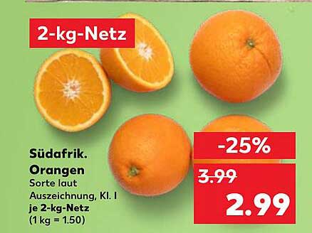 Südafrikanische Orangen im 2-kg-Netz für nur 2,99 €
