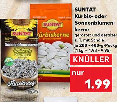 SUNTAT Kürbis- oder Sonnenblumenkerne geröstet und gesalzen