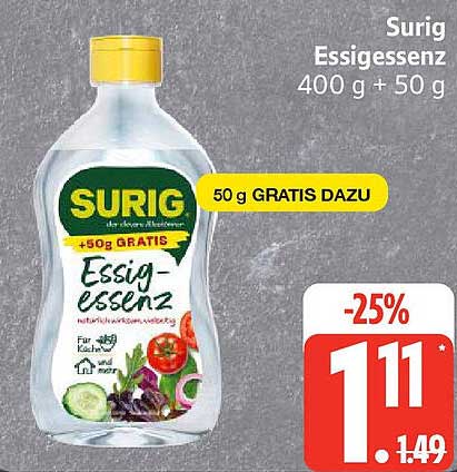 Surig Essigessenz 400 g + 50 g GRATIS