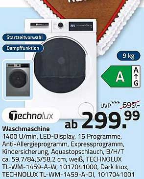 Technolux Waschmaschine 9 kg A+++