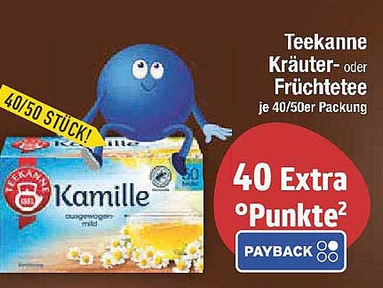 Teekanne Kräuter- oder Früchtetee je 40/50er Packung