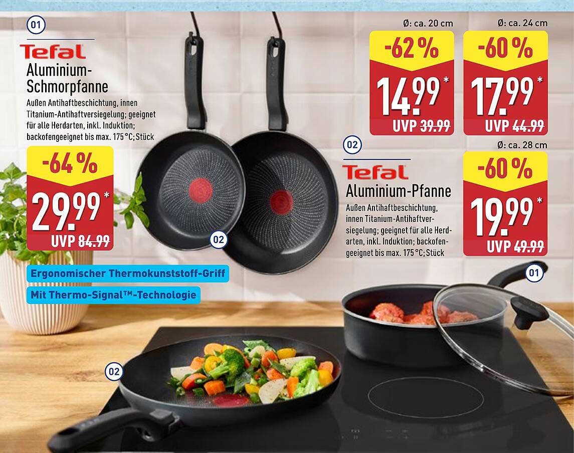 Tefal Aluminium-Pfanne (Ø 20 cm, Ø 24 cm, Ø 28 cm)
