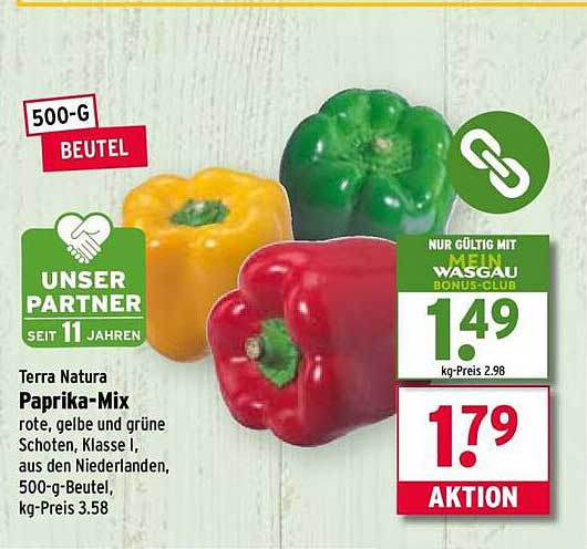 Terra Natura Paprika-Mix 500-g Beutel