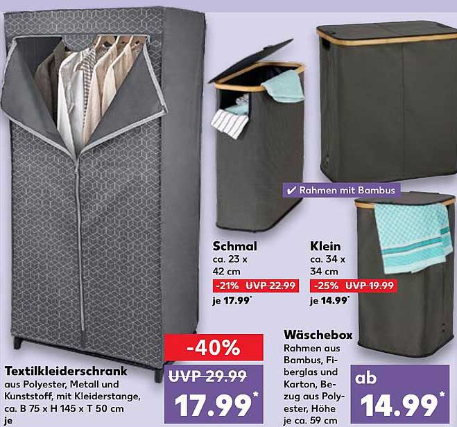 Textilkleiderschrank aus Polyester, Metall und Kunststoff