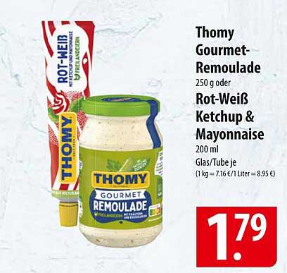 Thomy Gourmet-Remoulade 250 g oder Rot-Weiß Ketchup & Mayonnaise 200 ml