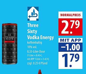 Three Sixty Vodka Energy 0,33-Liter-Dose