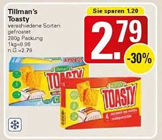 Tillman's Toasty - verschiedene Sorten gefroren, 280g Packung