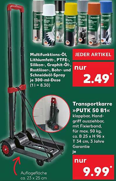 Transportkarre »PUTK 50 B1« klappbar, Handgriff ausziehbar, mit Fixierband für max. 50 kg