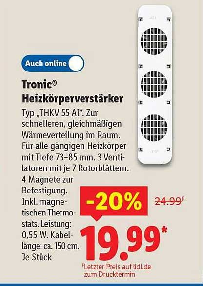 Tronic® Heizkörperverstärker Typ „THKV 55 A1“