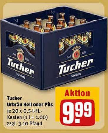 Tucher Urbräu Hell oder Pils je 20 x 0,5-l-Fl.-Kasten