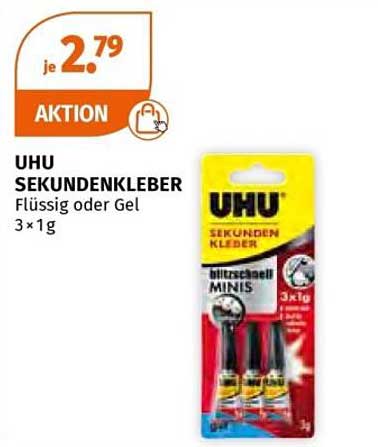 UHU SEKUNDENKLEBER Flüssig oder Gel 3×1g