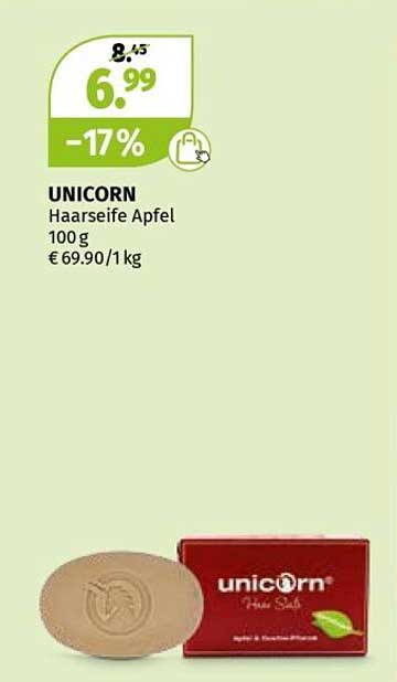 UNICORN Haarseife Apfel 100 g