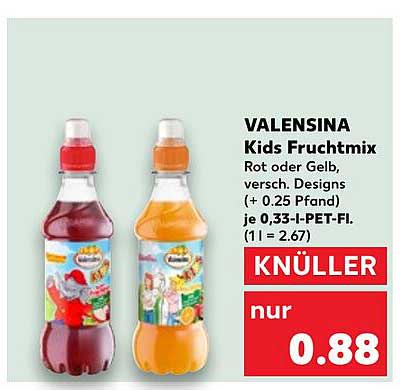 VALENSINA Kids Fruchtmix Rot oder Gelb, verschieden Designs
