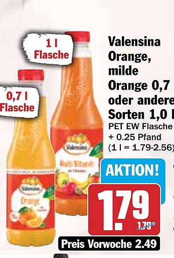 Valensina Orange, milde Orange 0,7L oder andere Sorten 1,0L