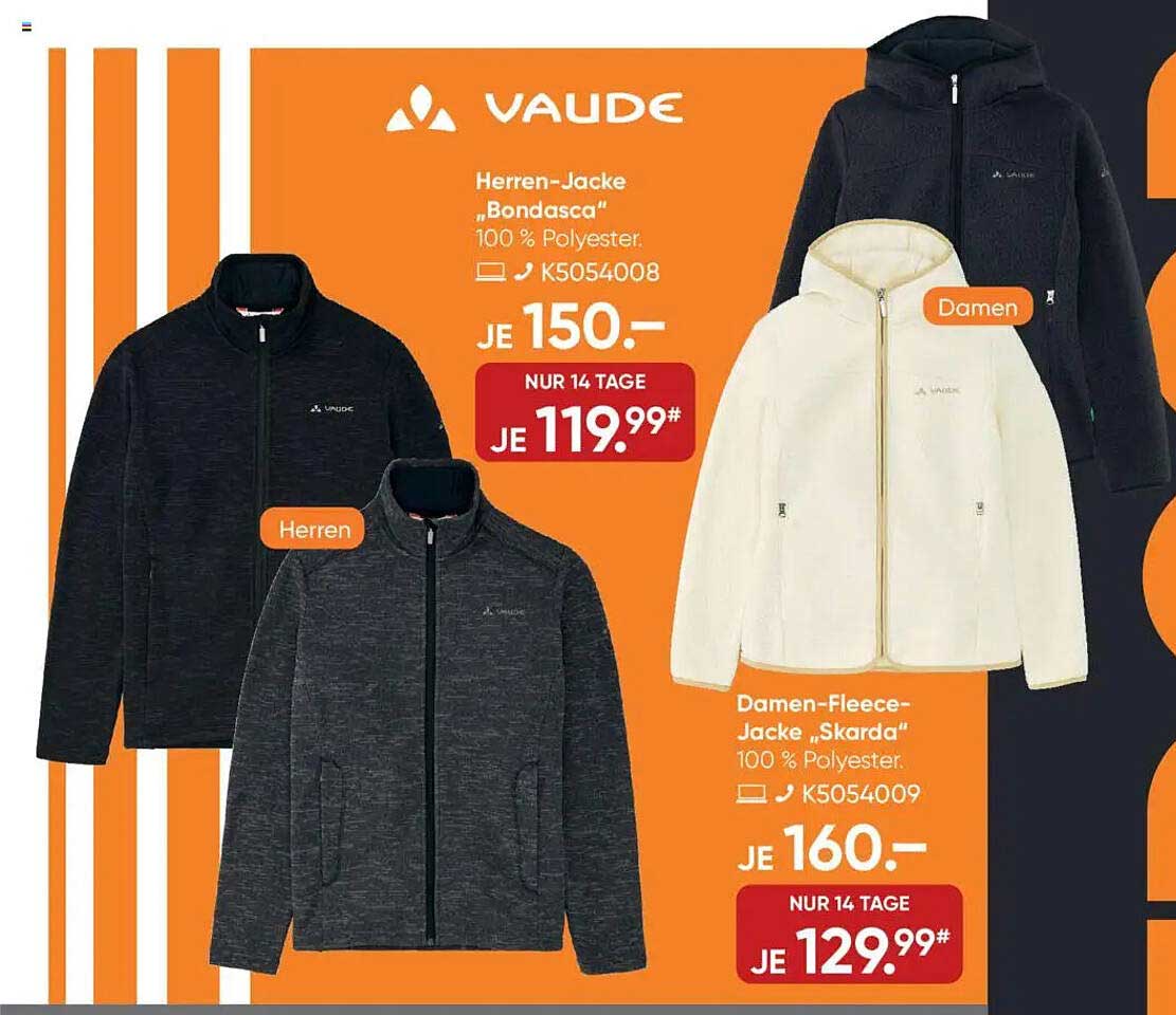 Vaude Herren-Jacke "Bondasca" und Damen-Fleece-Jacke "Skarda"