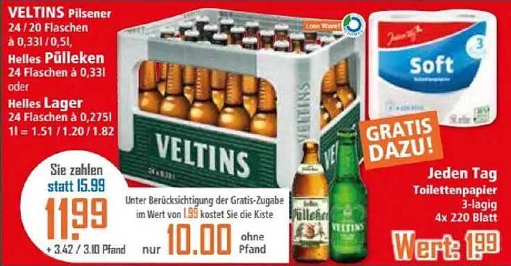 VELTINS Pilsener – 24 Flaschen à 0,33l / 0,5l