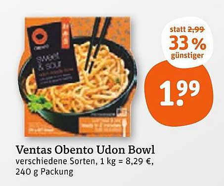 Ventas Obento Udon Bowl - verschiedene Sorten, 240 g Packung