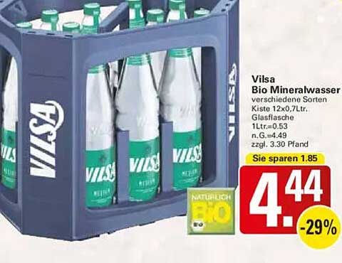Vilsa Bio Mineralwasser 12x0,7L - natürlich, frisch und erfrischend