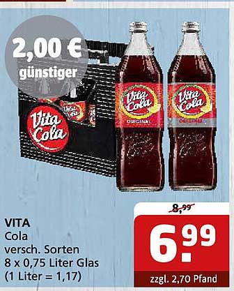 Vita Cola 8 x 0,75 Liter Glas